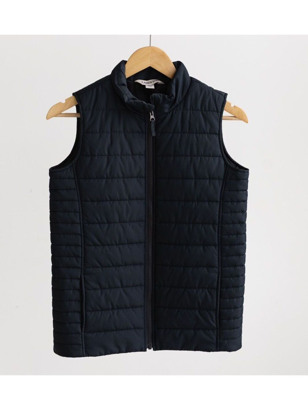 Lands' End Womens Black Quilted Puffer Vest Size M (10-12)